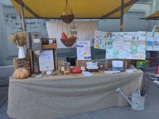 Notre stand au marché bio de Fribourg en septembre 2026