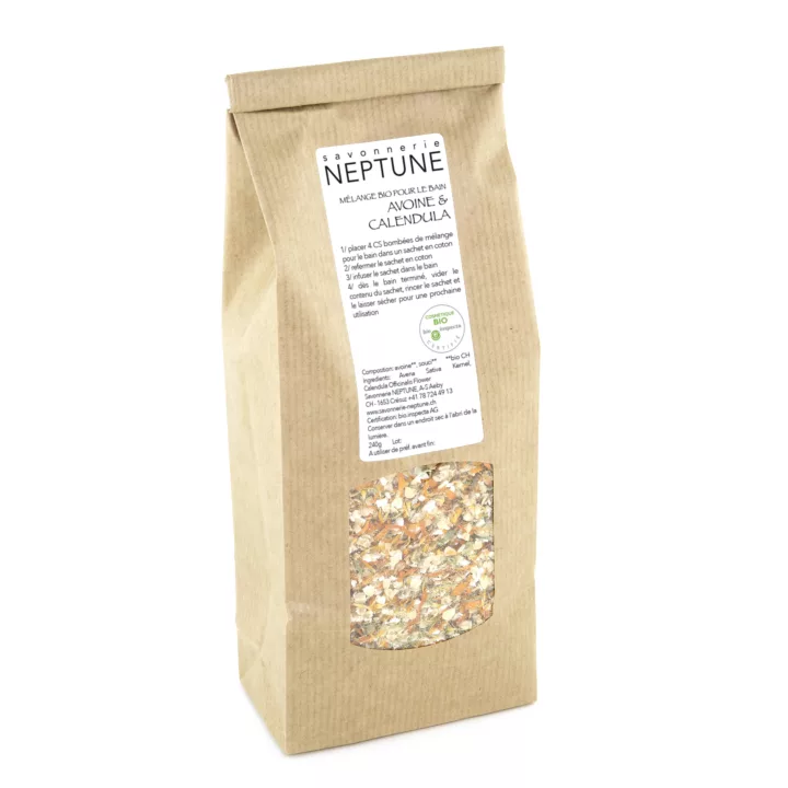 Mélange pour le bain Avoine et calendula - bio - 240g - yc sachet en coton